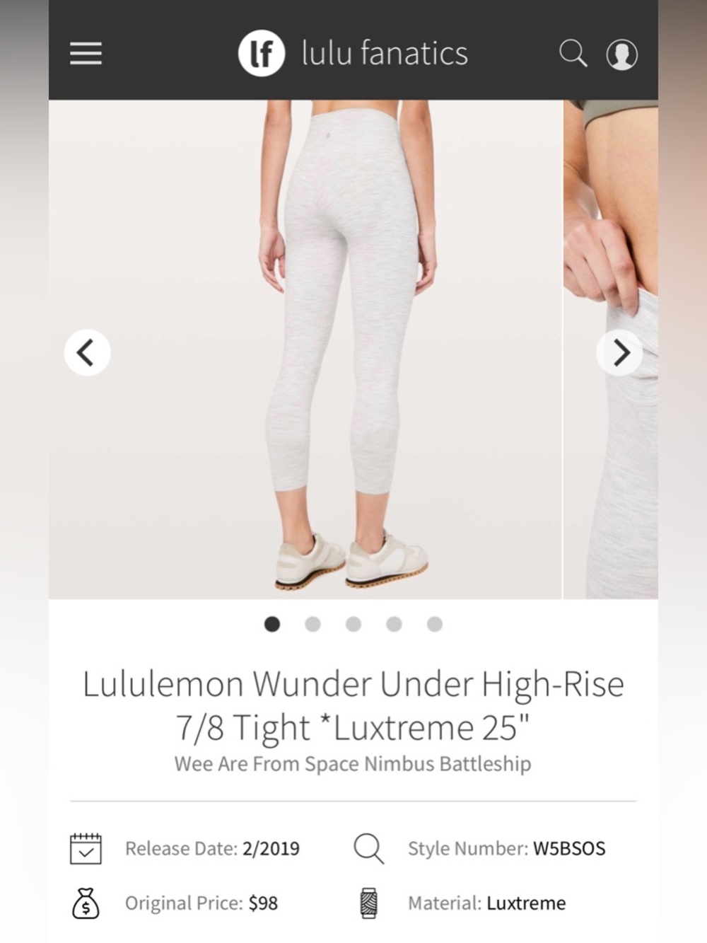lululemon athletica Wunder Under High-Rise 7/8 Tight in Heathered Light Gray